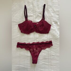 Victoria's Secret Burgundy Lace Set